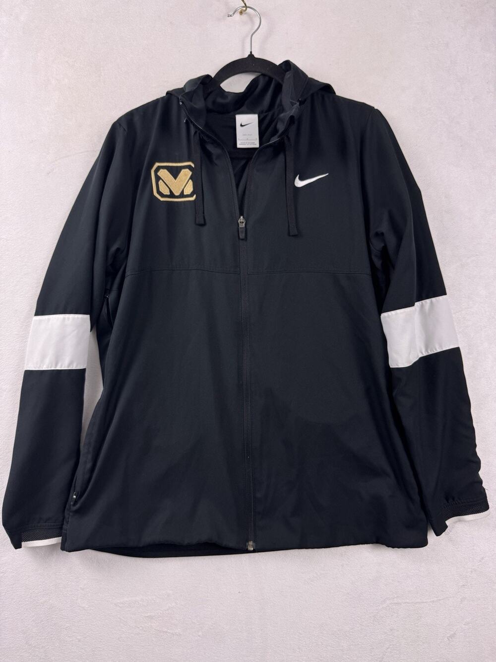 Nike Women’s Black Full Zip Hooded Jacket Gold Team Logo Large